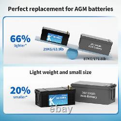 Bluetooth 100Ah LiFePO4 36V Golf Cart Lithium Battery 20,000+ Deep Cycle Camping