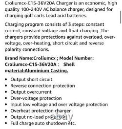 Croliumcx-C15-36V20A Aluminum Casting Golf Cart Battery Charger Matching 2-pin