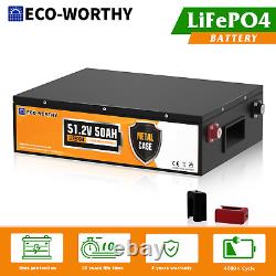 ECO-WORTHY 48V 50Ah 100Ah 200Ah LiFePO4 Lithium Battery Metal Case BMS Golf Cart