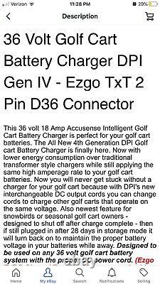 EZGO 36 Volt 18 Amp Golf Cart Battery Charger EZ-GO 36v/18A D36 TXT Plug