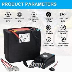 Ebike 72 Volt Battery 40Ah Lithium Lifepo4 for 1000W-3000W Electric Golf Cart
