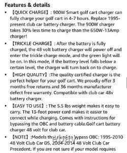 Ebusin 48 Volt Golf Cart Battery Charger For Club Car 3-Pin, 15 Amp WithTrickle Ch