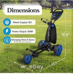 Electric Golf Caddy Foldable Rechargeable Aluminum Serenelife 3 wheel motorized