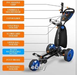 Electric Golf Caddy Foldable Rechargeable Aluminum Serenelife 3 wheel motorized