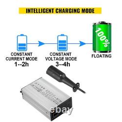 Golf Cart Battery Charger 48V 15A 3 Pin Round Plug Aluminum Alloy Shell