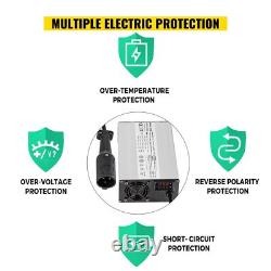 Golf Cart Battery Charger 48V 15A 3 Pin Round Plug Aluminum Alloy Shell