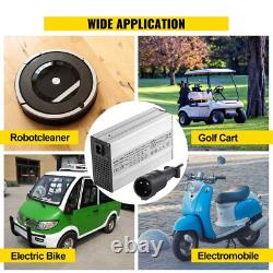 Golf Cart Battery Charger 48V 15A 3 Pin Round Plug Aluminum Alloy Shell