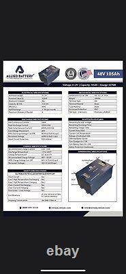 HIGH BMS Allied Lithium Golf Cart 48V 105AH Battery + charger kit
