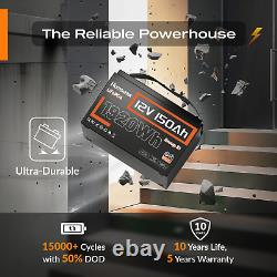 HumSienk 12V 150Ah LiFePO4 Lithium Battery 15000+ Cycle 110A BMS Solar Marine RV