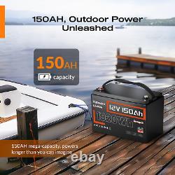 HumSienk 12V 150Ah LiFePO4 Lithium Battery 15000+ Cycle 110A BMS Solar Marine RV