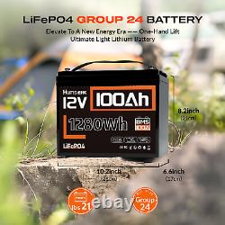 Humsienk 12V 100Ah 1280Wh LiFePO4 Lithium Battery Deep Cycle BMS Solar Marine RV