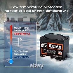 Humsienk 12V 100Ah 1280Wh LiFePO4 Lithium Battery Deep Cycle BMS Solar Marine RV