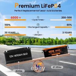 Jsdsolar 12V 400Ah LiFePO4 Lithium Battery 6000+Cycle for Marine Golf Cart Car