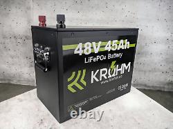 Krohm 48V 45Ah LiFePO4 Rechargeable Deep Cycle Battery for Golf Carts, RVs
