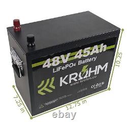 Krohm 48V 45Ah LiFePO4 Rechargeable Deep Cycle Battery for Golf Carts, RVs