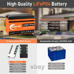 Kusroie 12V 100Ah LiFePO4 Lithium Battery Metal Case Deep Cycles for Golf cart