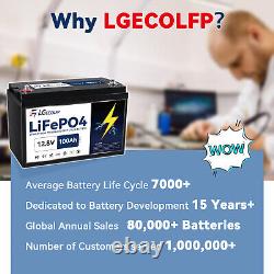LGECOLFP 12V 50/100AH LiFePO4 Lithium Battery Deep Cycle 100A BMS for RV Solar