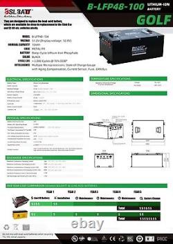 LITHIUM BATTERY Golf Cart 48V 48 Volt ADVANCED EV BINTELLI 104AH Charger