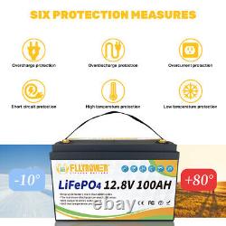 LiFePO4 12V 100AH Lithium Battery BMS Camper Golf Cart RV Solar Series/Parallel