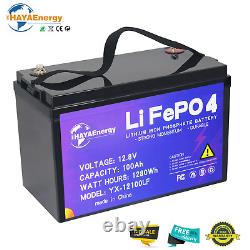 LiFePO4 12V 100Ah Lithium Battery Deep Cycle Rechargeable for Solar RV 100A BMS