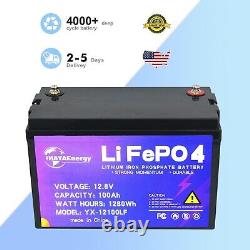 LiFePO4 12V 100Ah Lithium Battery Deep Cycle Rechargeable for Solar RV Boat BMS