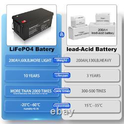 LiFePO4 12V 200AH Lithium Battery Battery for RV Solar Marine Caravans Golf Cart
