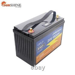 LiFePO4 Battery Pack 100Ah 24V BMS Deep Cycle Charger Golf Cart Solar RV Campers