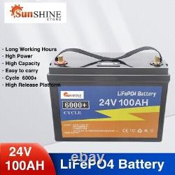 LiFePO4 Battery Pack 100Ah 24V BMS Deep Cycle Charger Golf Cart Solar RV Campers
