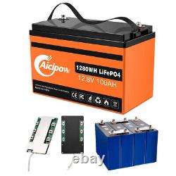 LiFePO4 Deep Cycle Lithium Phosphate 12V 100AH Battery BMS ForRV Solar Golf Cart
