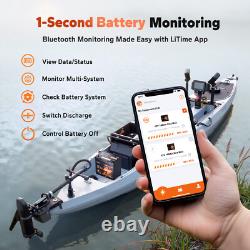 LiTime 12V 100Ah Xtra-Mini Bluetooth Small Lithium LiFePO4 Battery for RV Marine