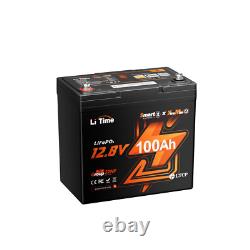 LiTime 12V 100Ah Xtra-Mini Bluetooth Small Lithium LiFePO4 Battery for RV Marine