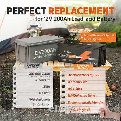 LiTime 12V 200Ah 300Ah 400Ah LiFePO4 Lithium Battery BMS for Solar RV Off-Grid