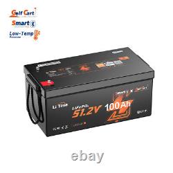 LiTime 48V 100Ah Smart Low Temp Lithium LiFePO4 Battery For Golf Cart 5kW Motor