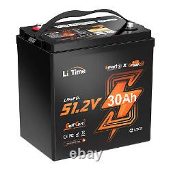 LiTime 48V 30Ah GC2 Smart Low Temp LiFePO4 Lithium Battery For Golf Cart 3kW