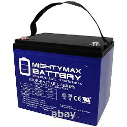 Mighty Max 12V 75AH GEL Battery Replacement for Solar Golf Cart RV