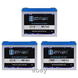 Mighty Max 12V 75AH Lithium Battery Replaces Golf Cart Electric DC 3 Pack