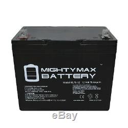 Mighty Max 12V 75AH Replacement Battery For Solar Golf Cart RV