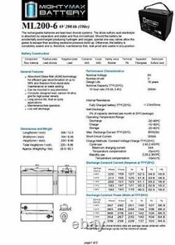 Mighty Max Battery 6V 200AH SLA Battery Replaces Camper Golf Cart RV Boat Sol