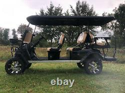New 6 Seat Golf Cart AC Motor Lithium Battery Loaded with Options Black/Tan