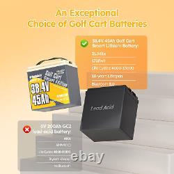Power Queen 36V 45Ah GC2 Bluetooth LiFePO4 Lithium Battery 90A BMS for Golf Cart