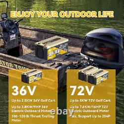 Power Queen 36V/72V 100Ah Bluetooth LiFePO4 Battery BMS Golf Cart Outboard Motor