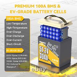 Power Queen 48V 30Ah Bluetooth Low Temp Golf Cart Lithium Battery BMS Deep Cycle