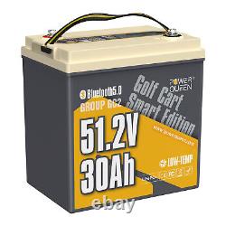 Power Queen 48V 30Ah Bluetooth Low Temp Golf Cart Lithium Battery BMS Deep Cycle