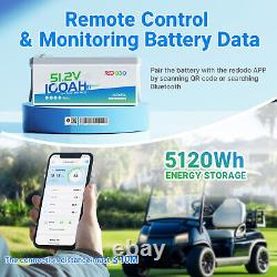 Redodo 48V 100Ah Golf Cart LiFePO4 Battery with 200A BMS Bluetooth, Low Temp
