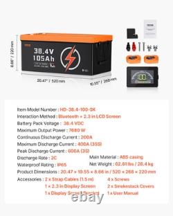 VEVOR 36V 105Ah Golf Cart Lithium Battery with LCD Monitor and 4000+ Cycles