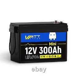 WattCycle 12V 300Ah Mini LiFePO4 Lithium Battery Deep Cycle 200A BMS For RV Home