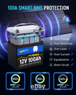 WattCycle Mini 12V 100Ah LiFePO4 Lithium Battery Bluetooth For RV Trolling Motor