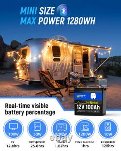 WattCycle Mini 12V 100Ah LiFePO4 Lithium Battery Bluetooth For RV Trolling Motor