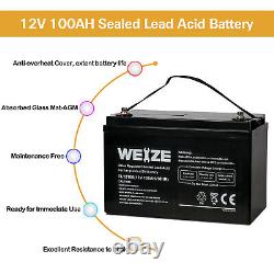 Weize 12V 100AH 100 Amp Hour Sealed AGM Deep Cycle SLA Battery Solar RV Off Grid