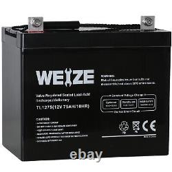 Weize 12V 75AH SLA Replacement Battery for Scooter Wheelchair Mobility UB12750